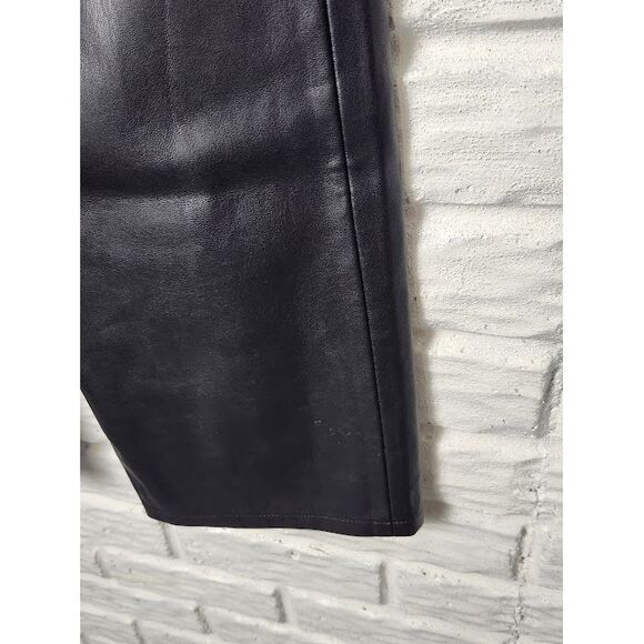 Zara Black Faux Leather Pants Straight High Rise Size 4 US 36 EUR Polyurethane - Picture 3 of 8